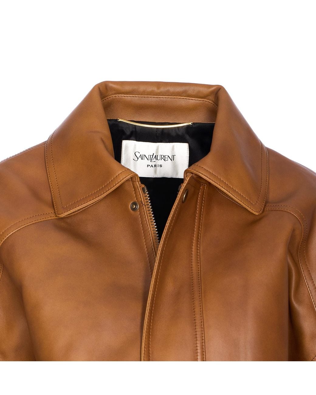 Saint Laurent Brown Button Detailed Drop-Shoulder Bomber Jacket