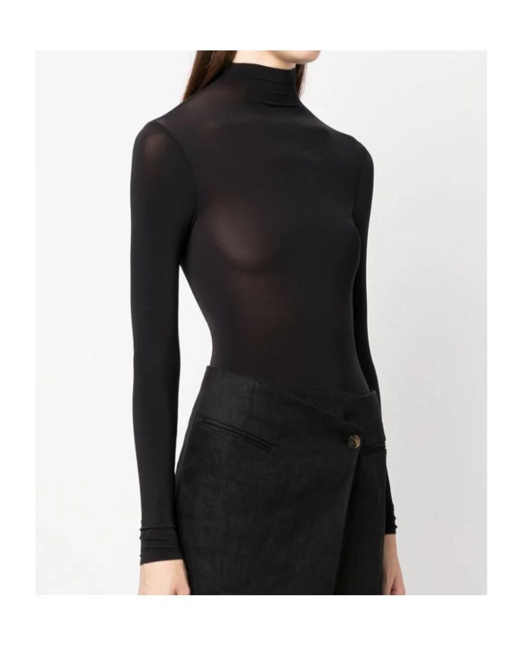 Wolford Black Buenos Aires String Semi-Sheer Bodysuit