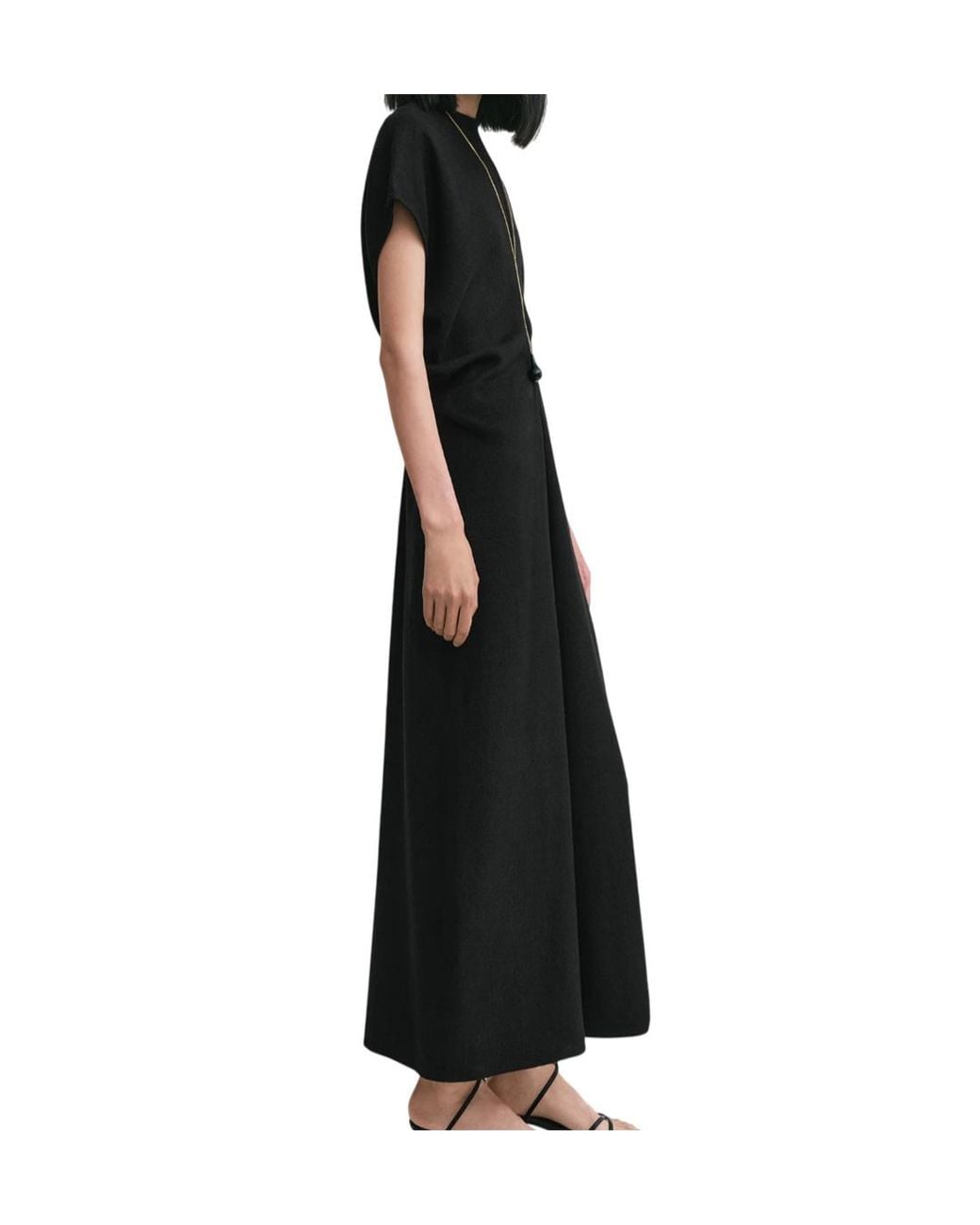 Totême Black Woven Dress With Loose Waist