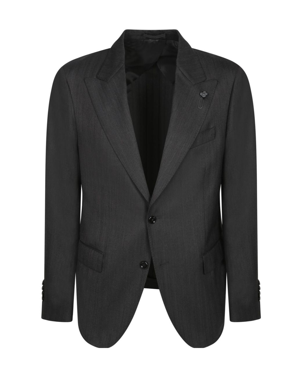Lardini Black Herringbone Single Breasted Suit for men