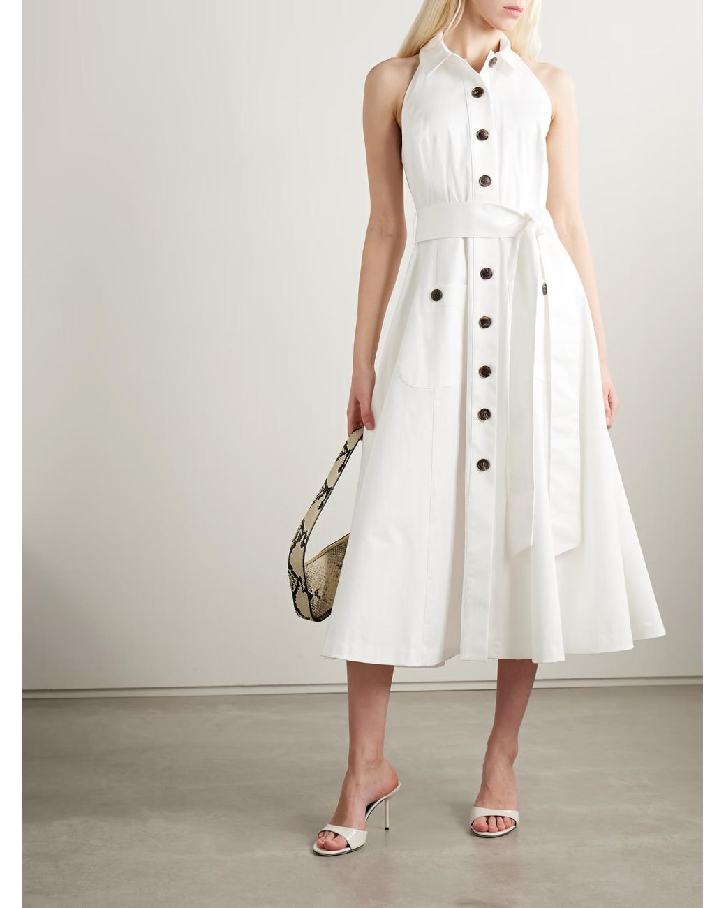 Carolina Herrera White Tie-Back Shirt Dress