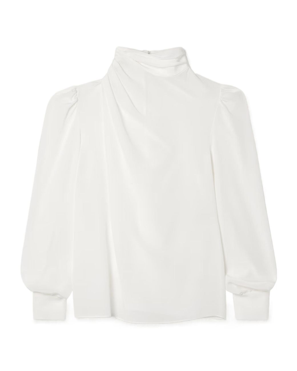 Alessandra Rich White Pleated Turtleneck Shirt