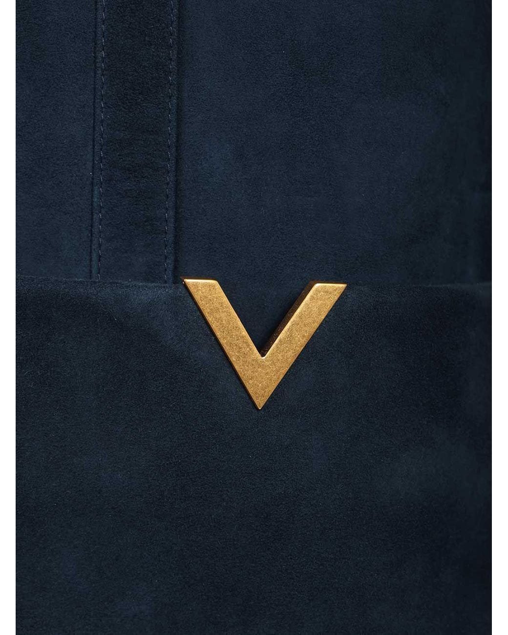 Valentino Blue Vgold Velour Leather Jacket for men