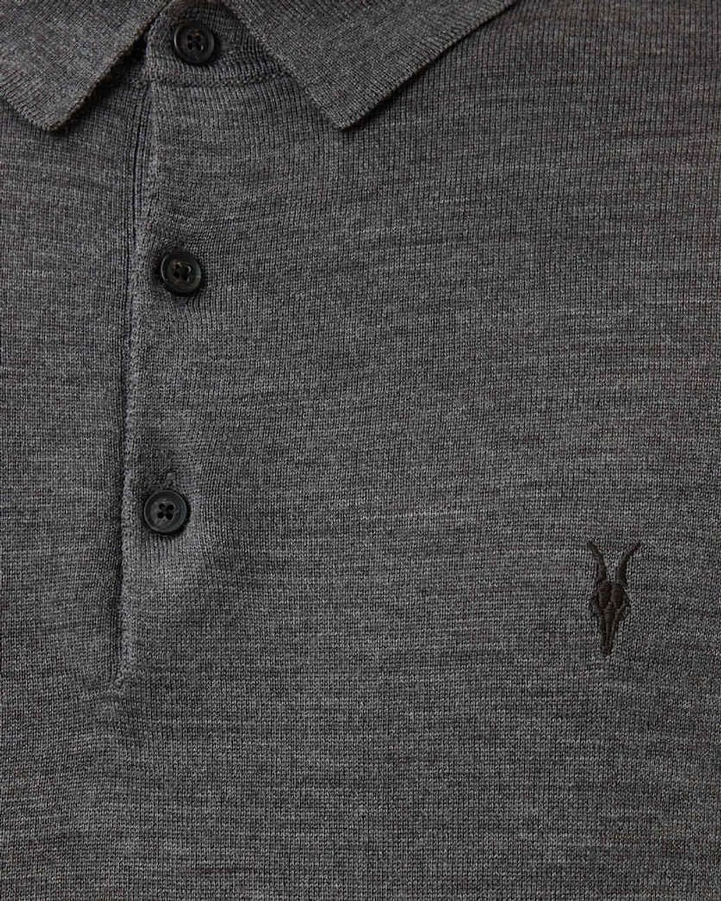 AllSaints Gray Long-Sleeve Polo Shirt for men