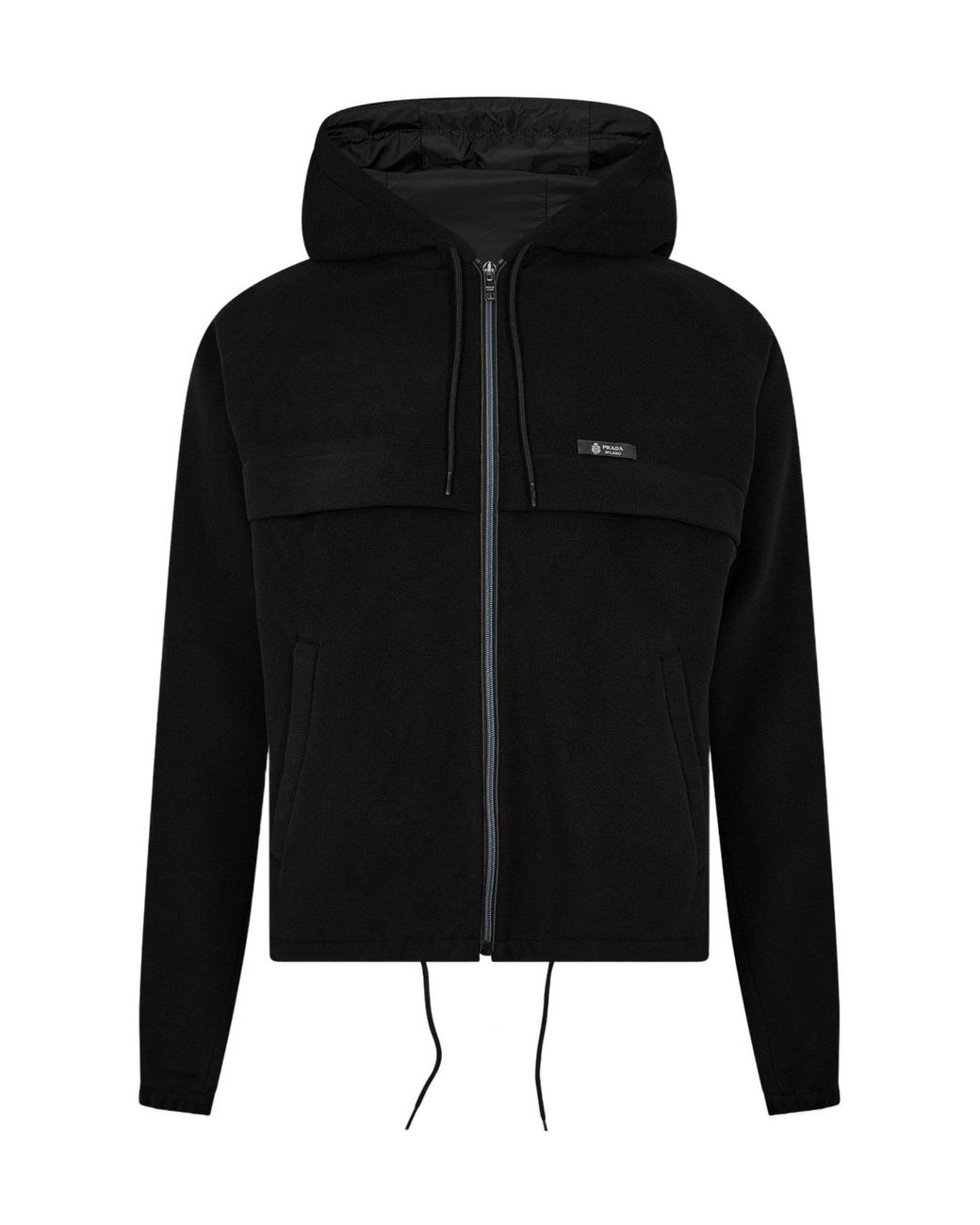 Prada Black Fleece Hooded Jacket for men