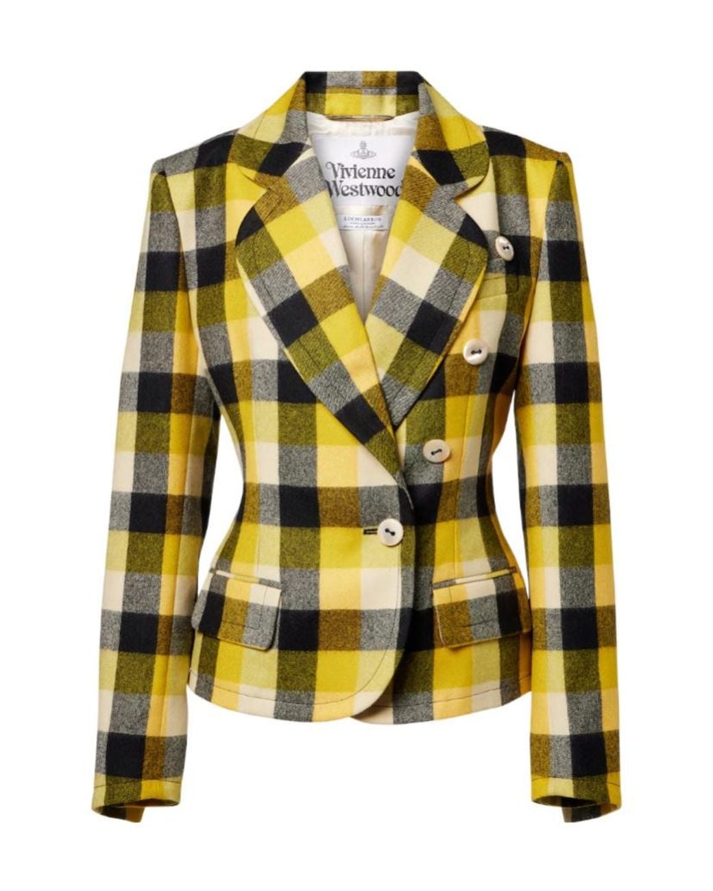 Vivienne Westwood Yellow Georgia Checked Virgin Wool Blazer
