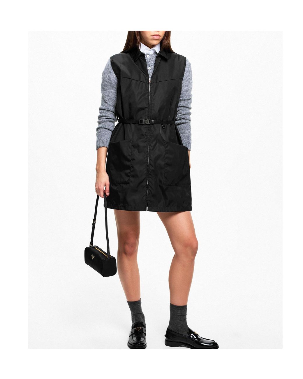 Prada Black Sleeveless Shirt Mini Dress