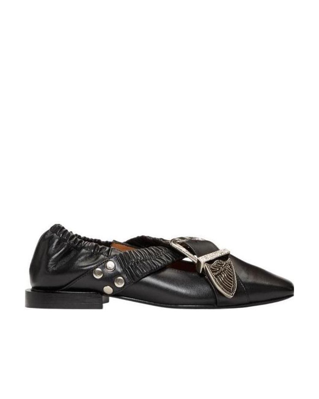 Toga Black Cross Strap Ballet Shoes
