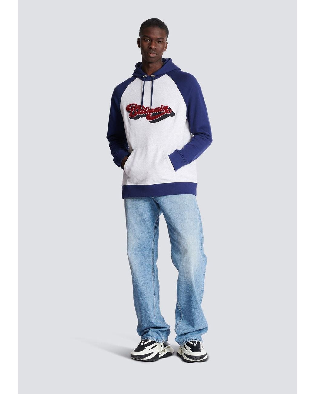 Balmain Blue Retro '70S Hoodie for men