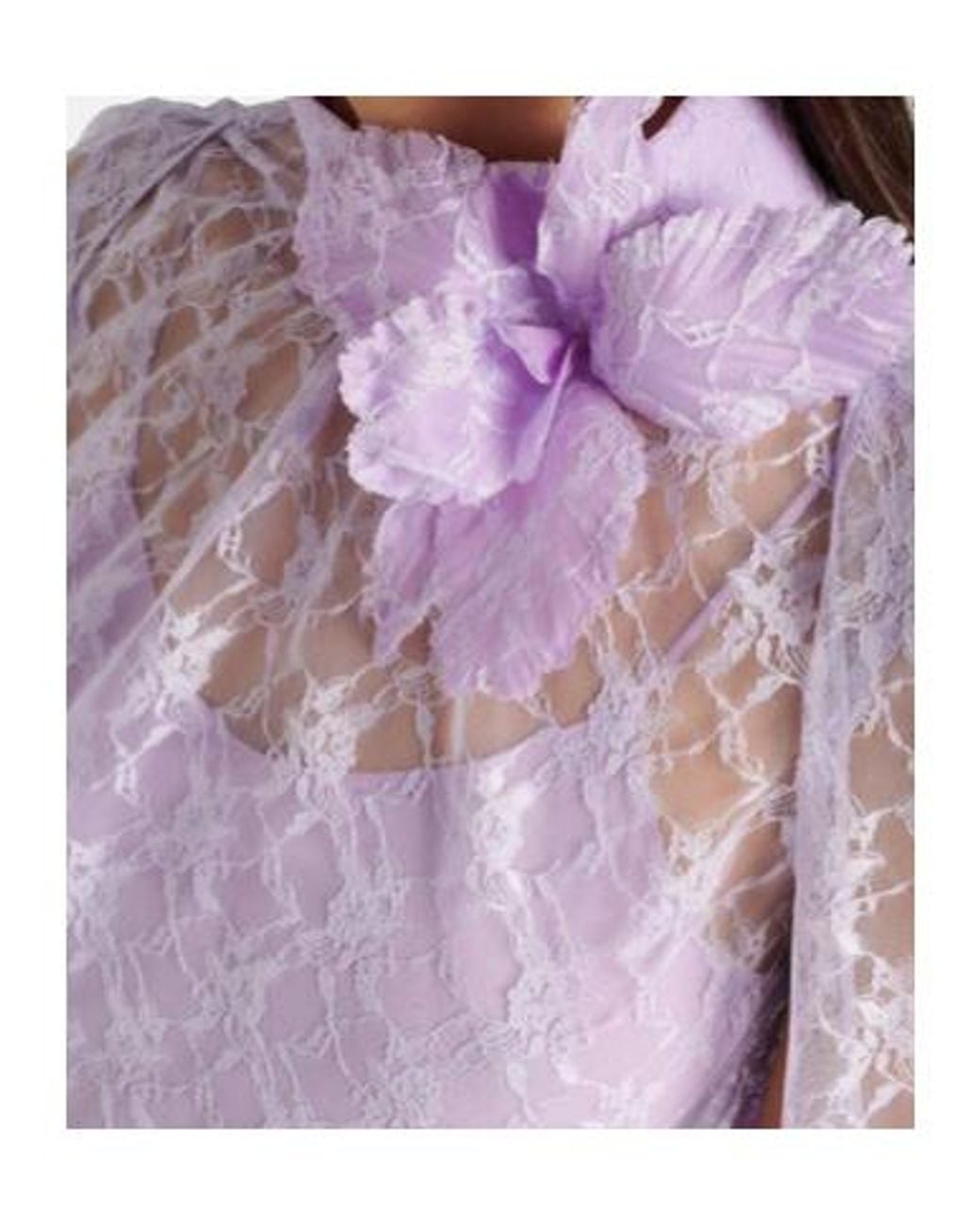 Rodarte Purple Caped Floral Lace Midi Dress