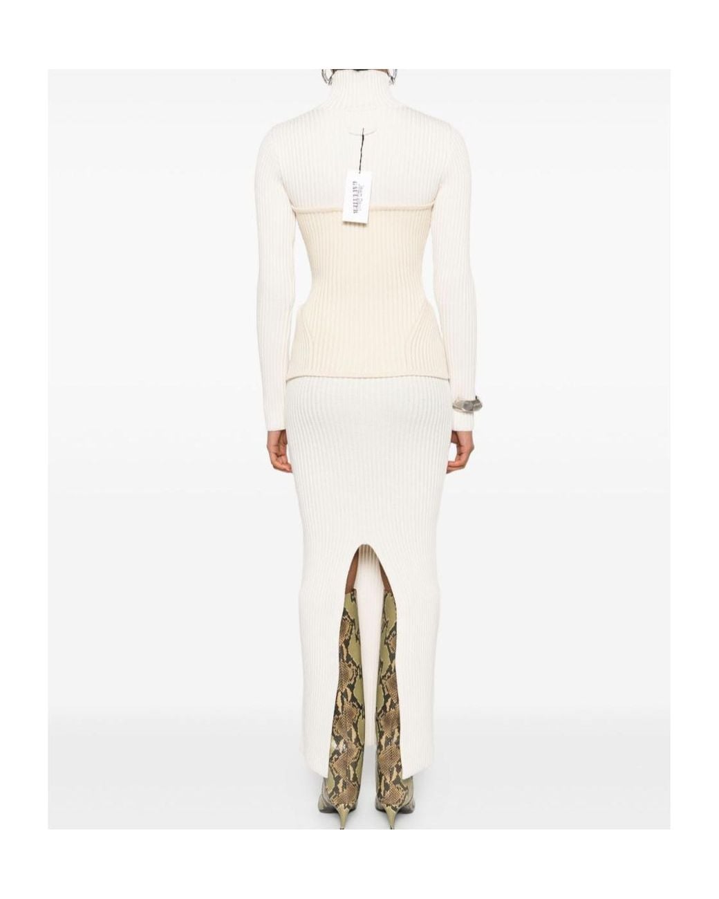 Jean Paul Gaultier White Long Sleeve Dress