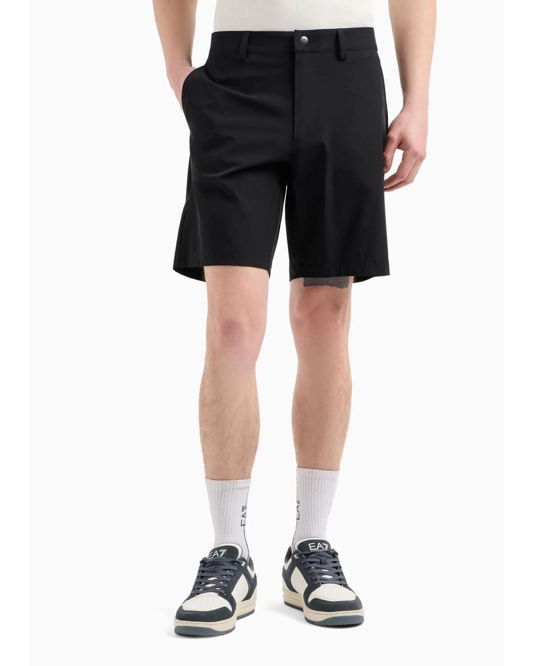 EA7 Black Logo-Print Bermuda Shorts for men