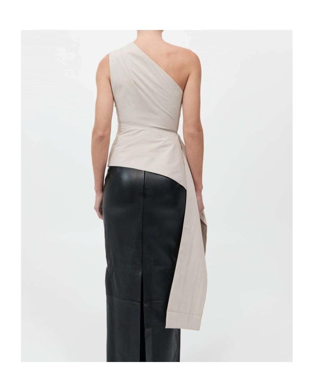 St. Agni White High-Neck Draped Ruffled Blouse