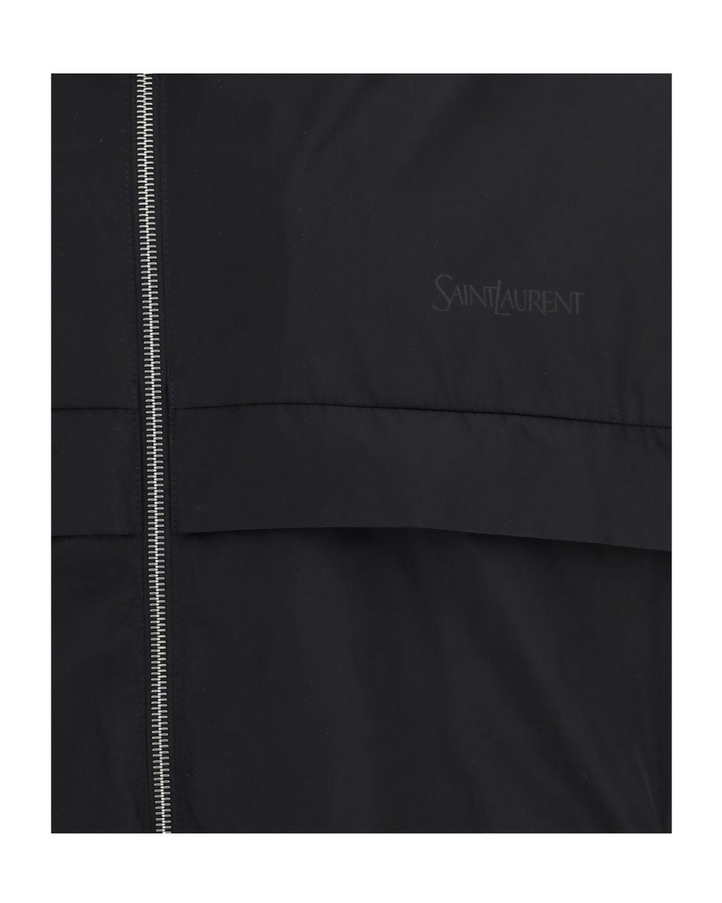 Saint Laurent Black Logo Embroidered Zip-Up Jacket for men