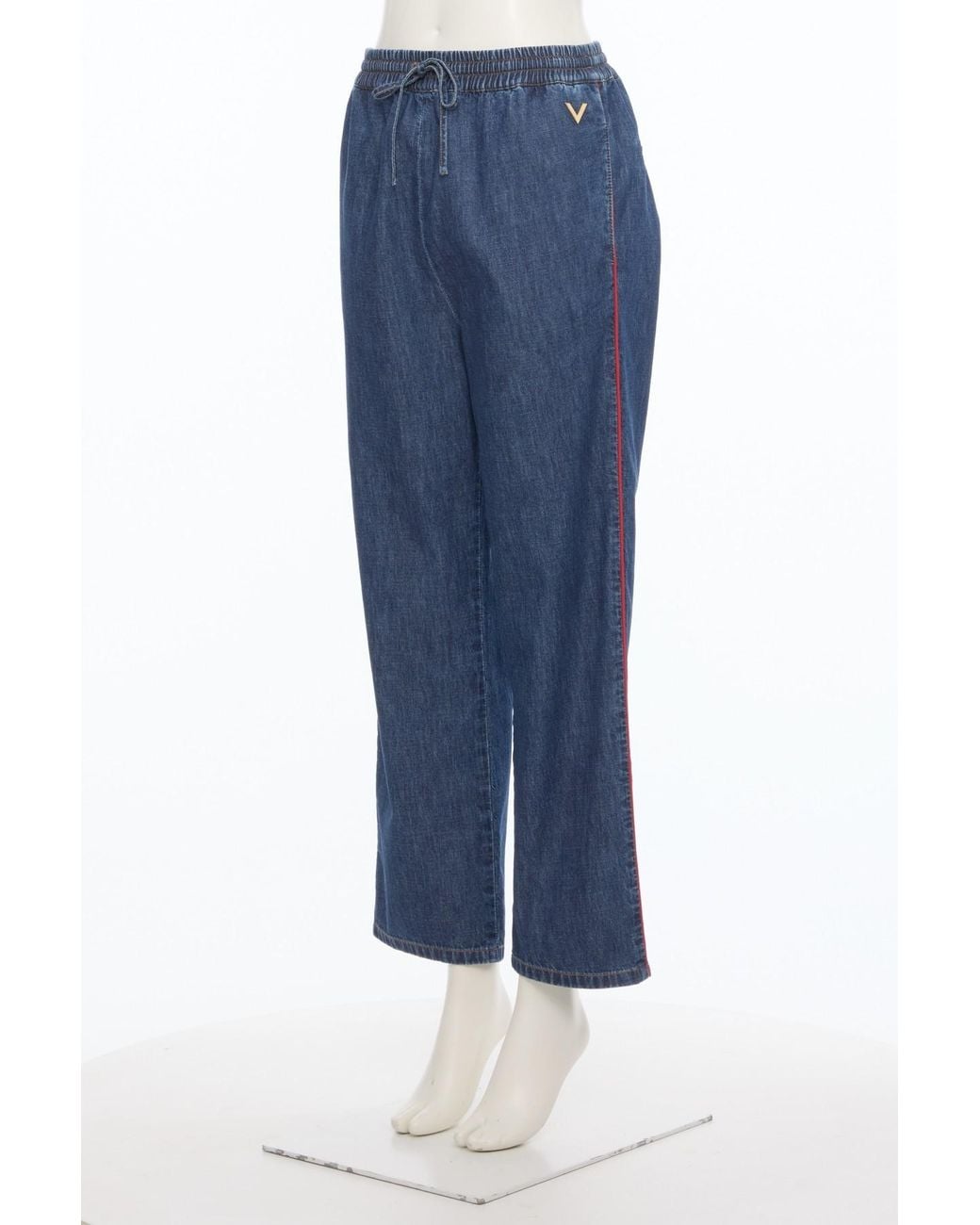 Valentino Blue Drawstring Wide-Leg Jeans