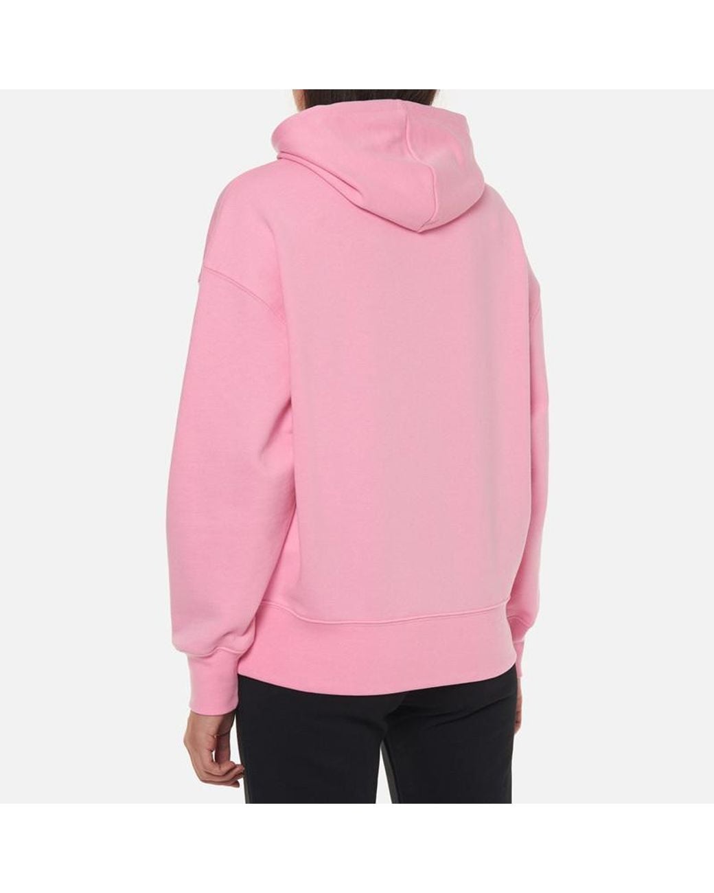 MSGM Pink Logo Printed Drawstring Hoodie