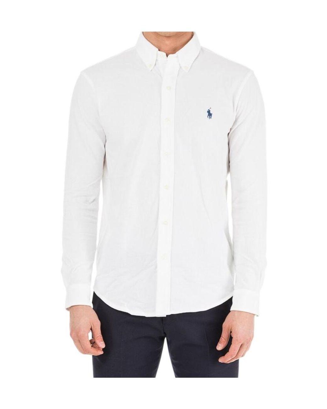Ralph Lauren White Polo Pony Embroidered Buttoned Shirt for men