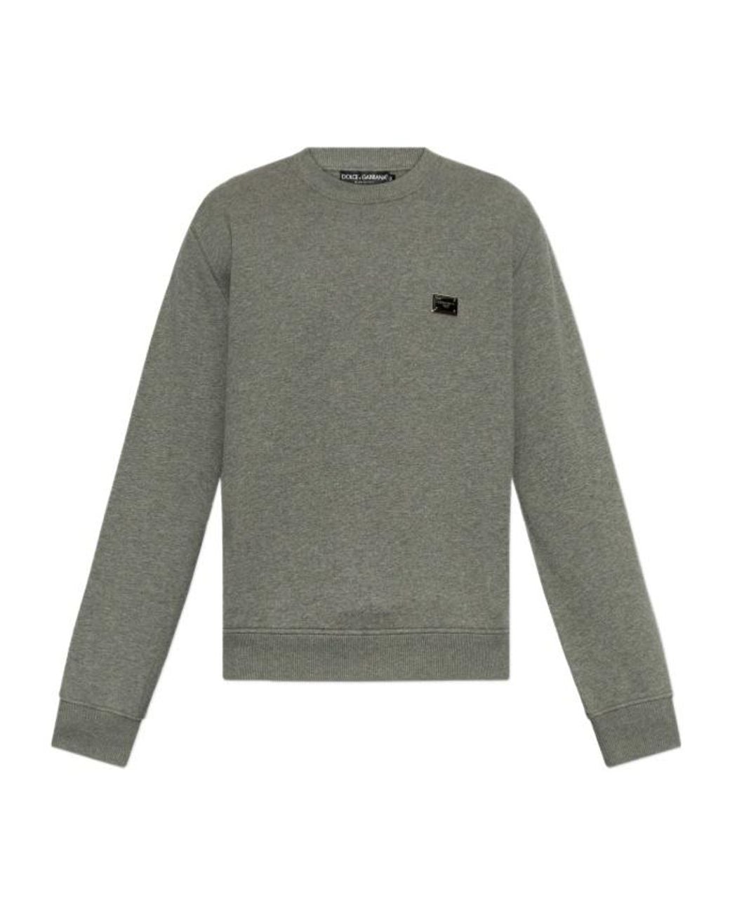 Dolce & Gabbana Gray Logo Plaque Sweatshirt for men