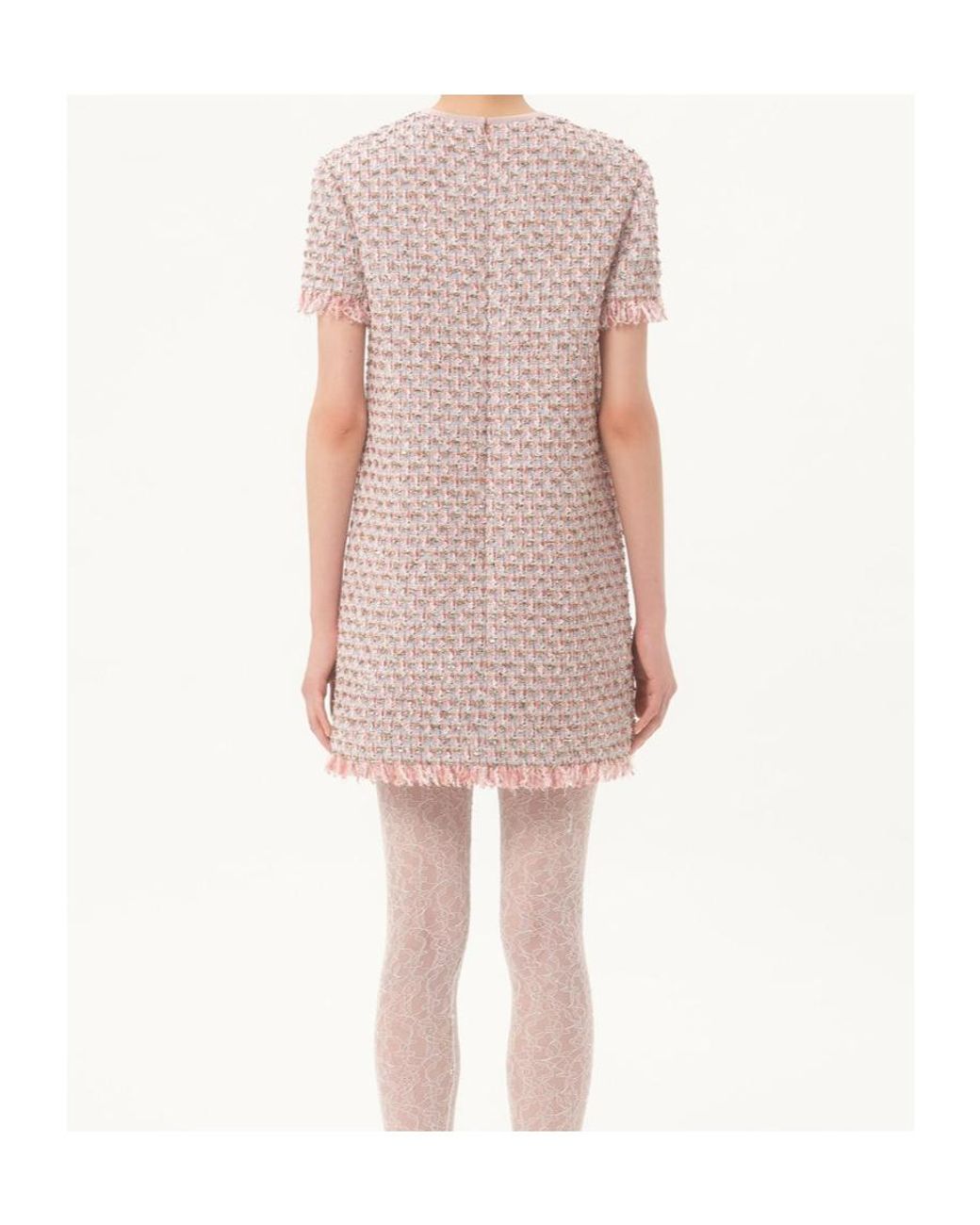 Valentino Pink Embellished Fringed Edge Dress