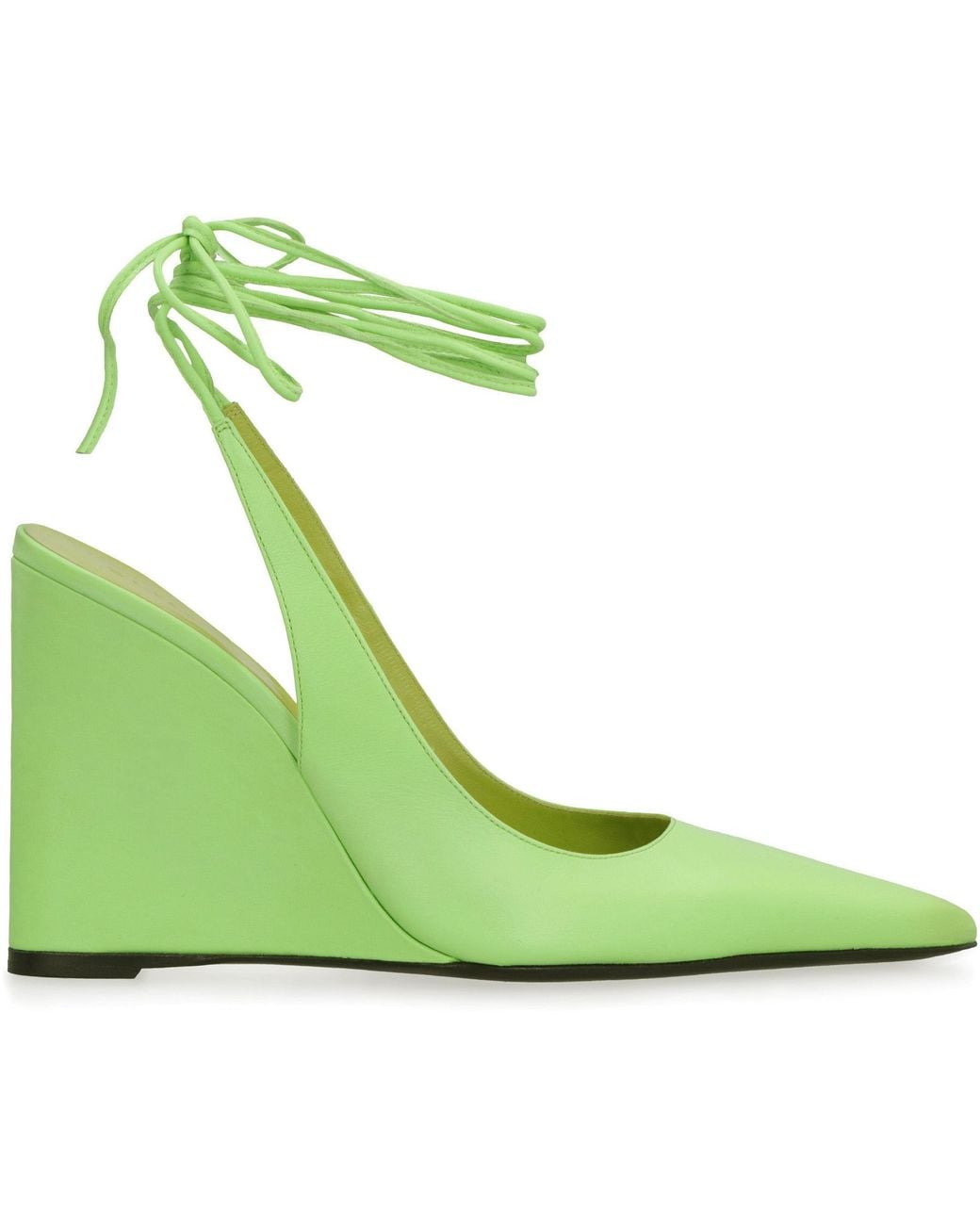 By Far Green Vaughn Tie-Fastening Wedge Pumps
