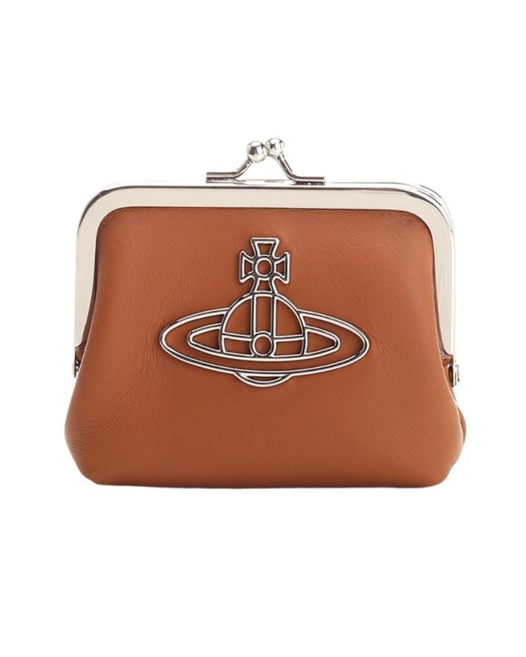 Vivienne Westwood Brown Orb-Plaque Leather Coin Purse