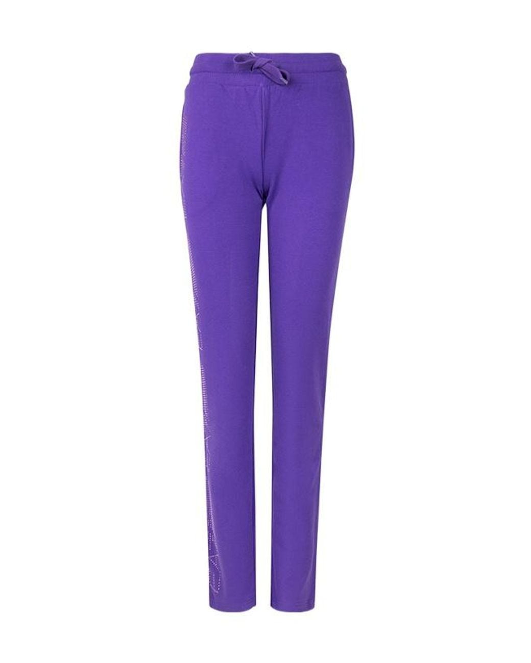 EA7 Purple Drawstring Waist-Edge Sweatpants
