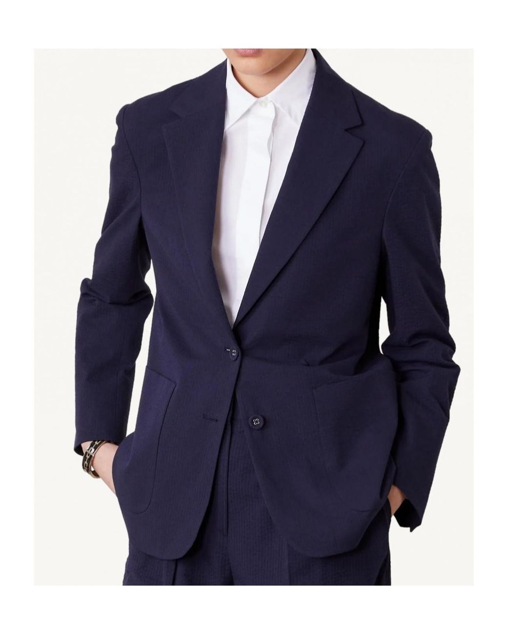 Officine Generale Blue Two-Button Patch Jacket