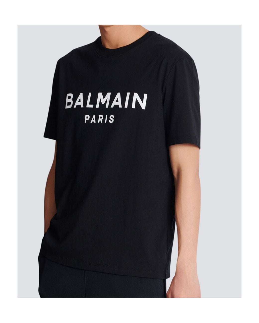 Balmain Black Paris Print T-Shirt for men