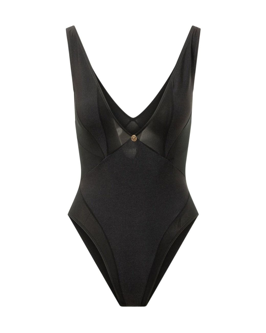 Versace Black V-Neck One-Piece Swimsuit