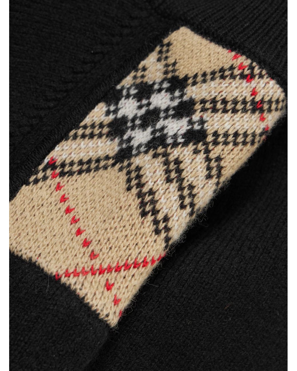 Burberry Black Check Patch Zip-Up Cardigan