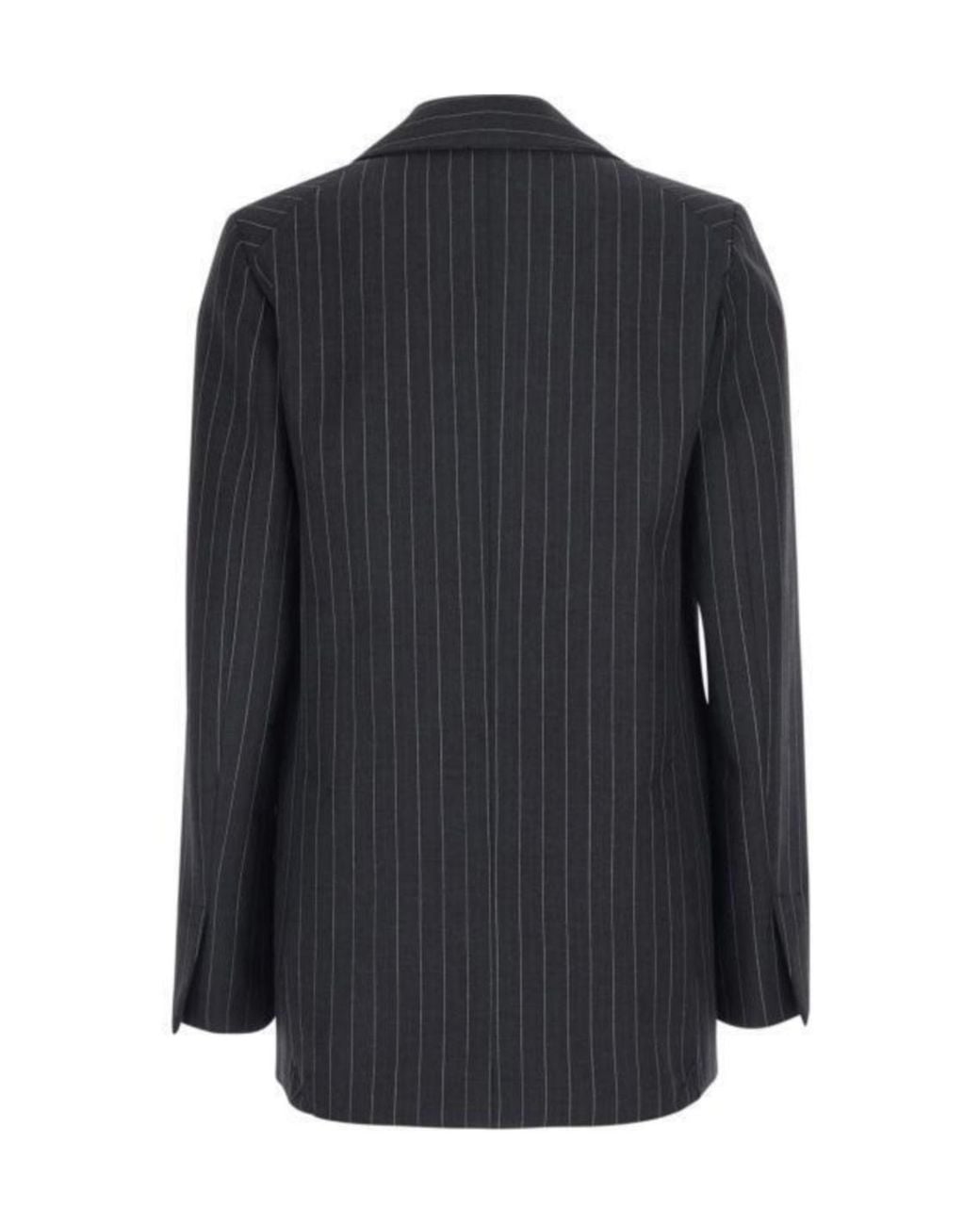 Semicouture Black Semi Couture Carmen Pinstripe Single-Breasted Blazer