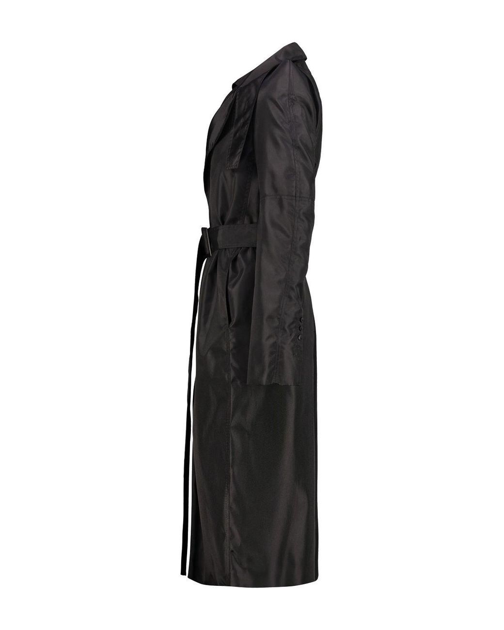 Rick Owens Black Double-Breasted Belted Coat