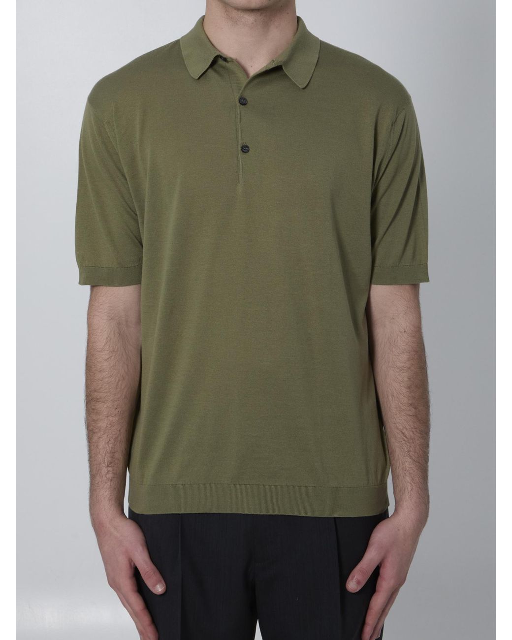 John Smedley Green Adrian Spread-Collar Polo Shirt for men