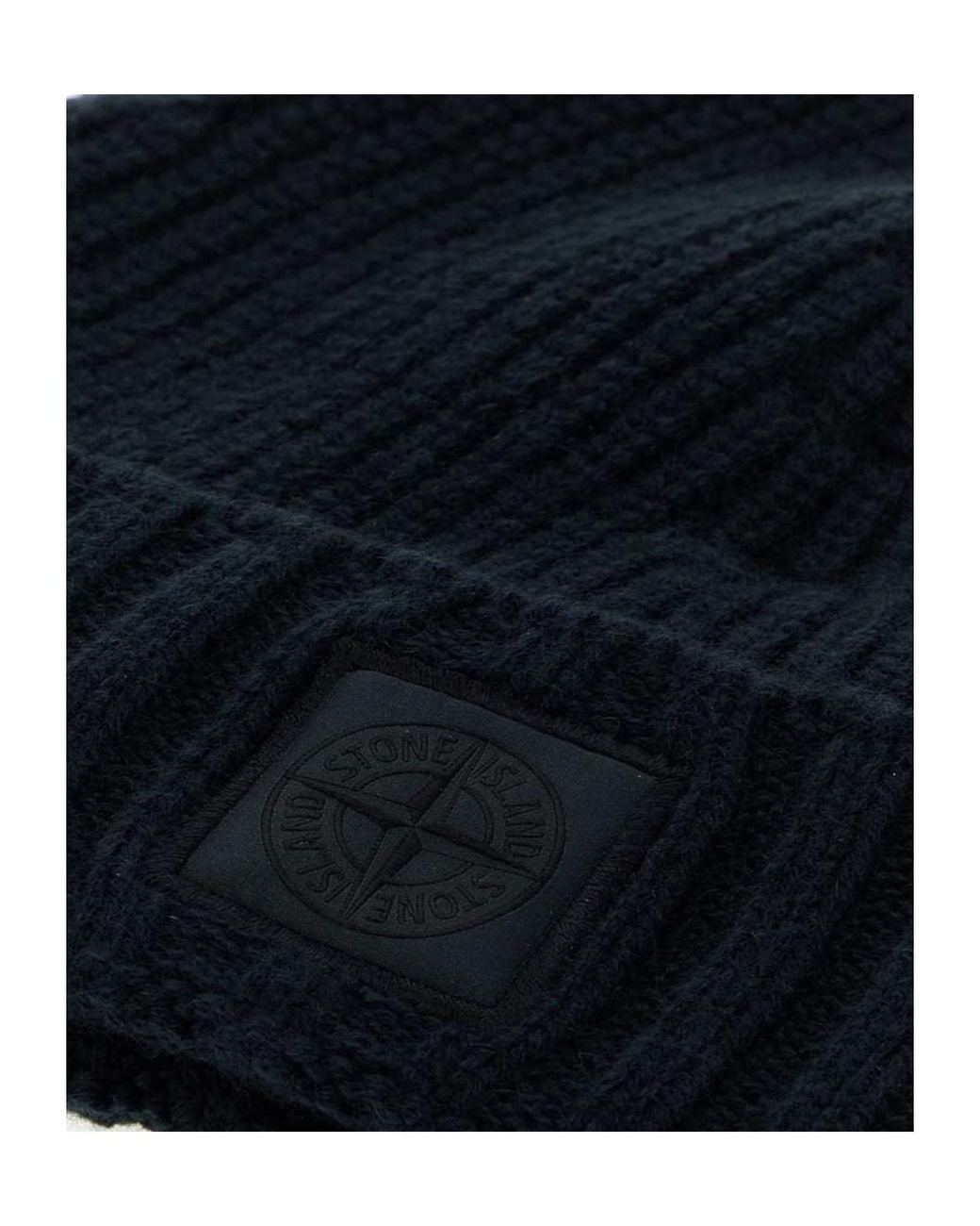 Stone Island Blue Turn-Up Brim Beanie Hat for men