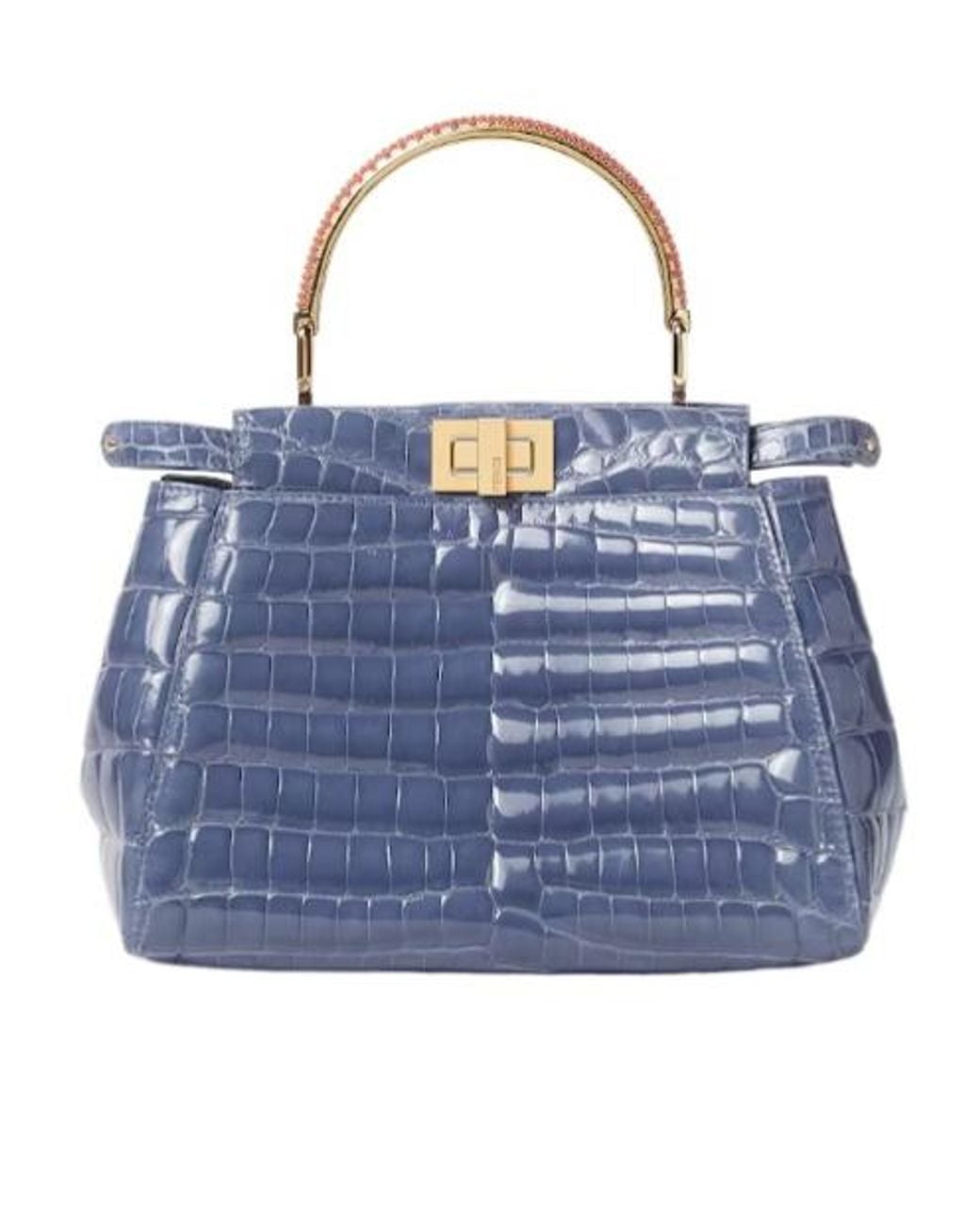 Fendi Blue Peekaboo Mini Crocodile Bag