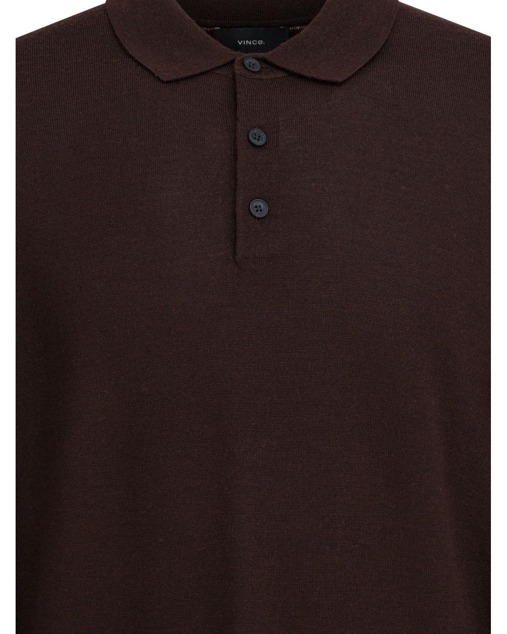 Vince Brown Merino Wool Long-Sleeve Polo Shirt for men