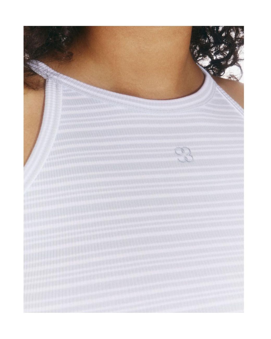 Filippa K White Monogram-Embroidered Striped Organic Cotton Tank Top