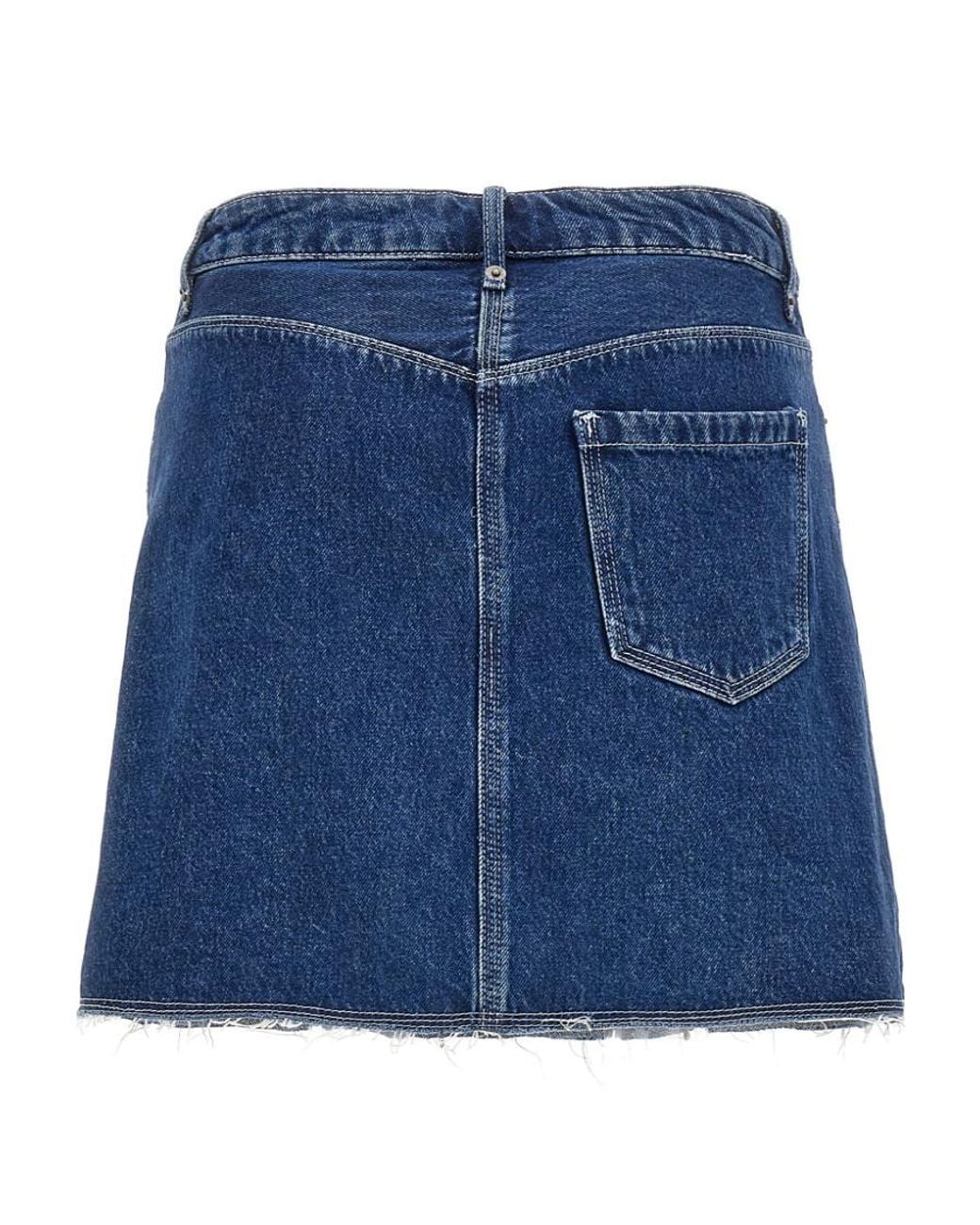 A.P.C. Blue Raw-Hem Denim Miniskirt