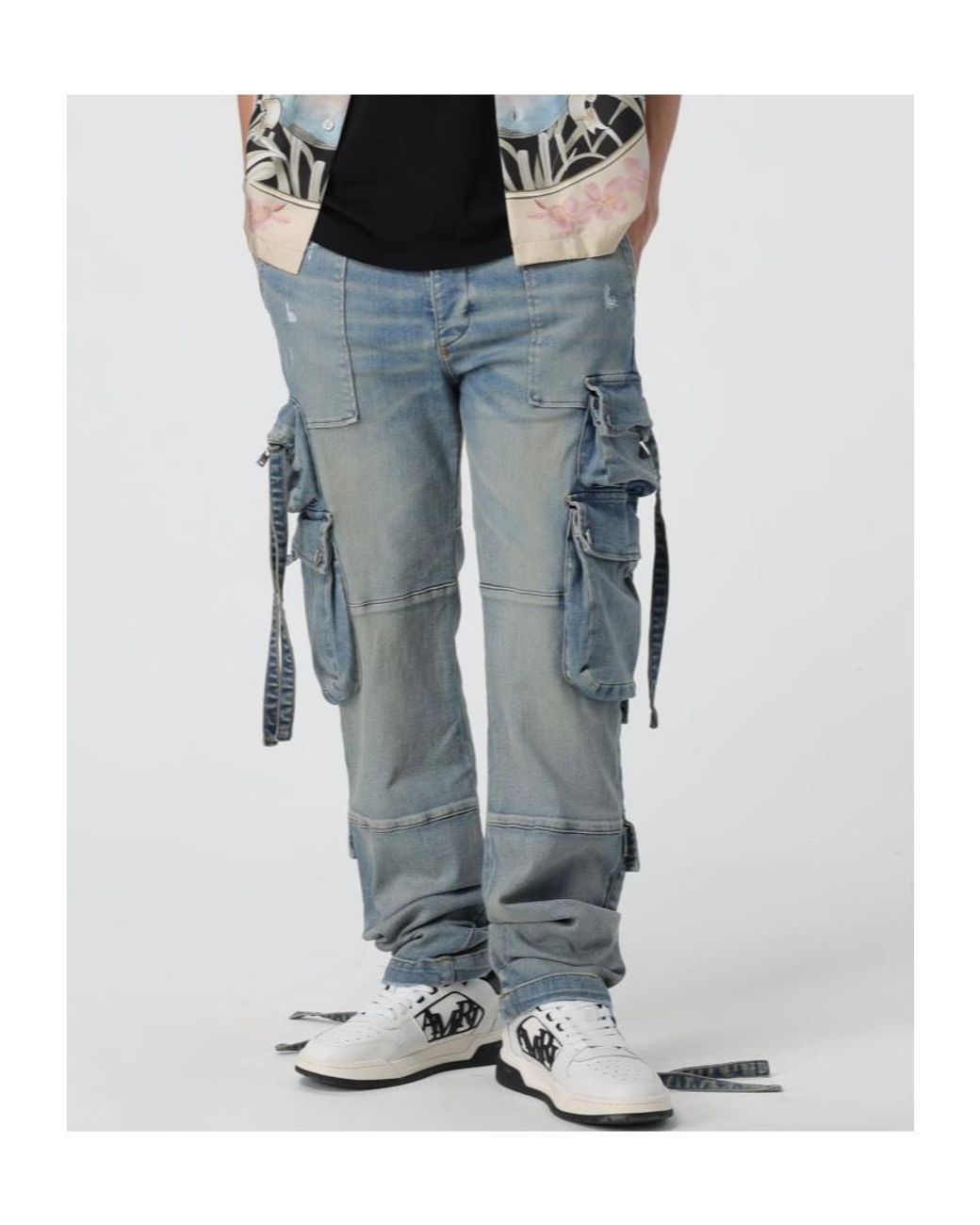 Amiri Blue Pocket Detailed Distressed Jeans for men