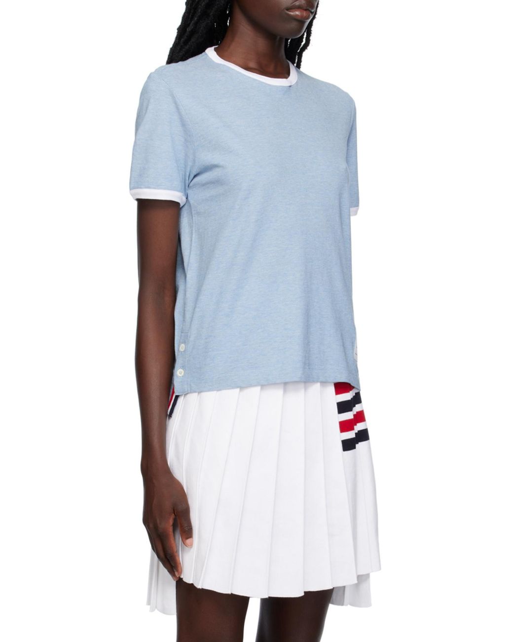 Thom Browne Blue Logo Patch Crewneck T-Shirt
