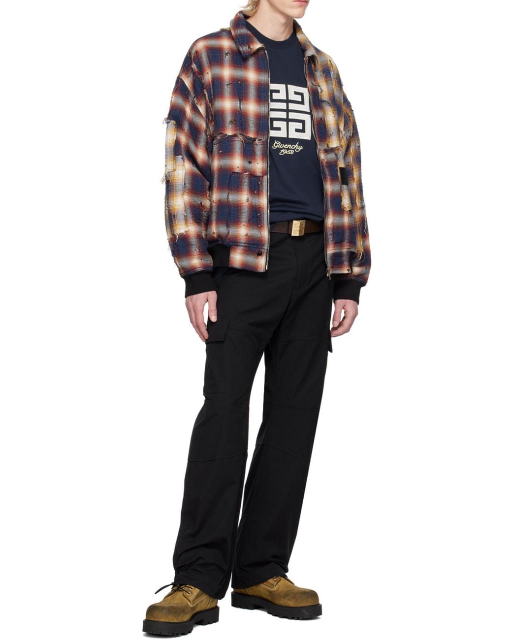 Givenchy Blue 4G Embroidered Crewneck T-Shirt for men
