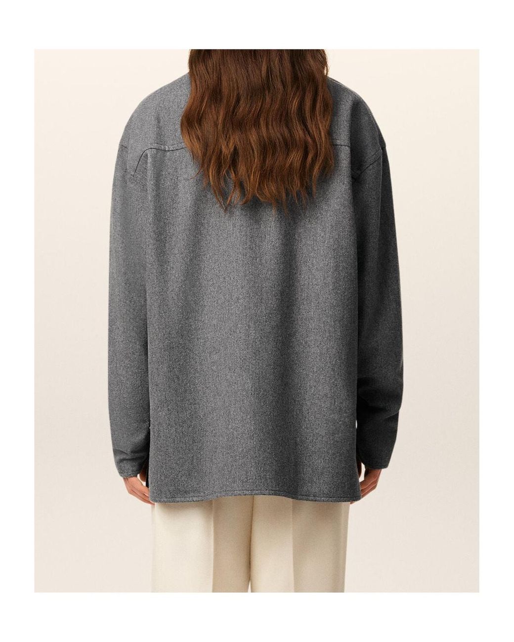 AMI Gray Long-Sleeved Polo Shirt for men