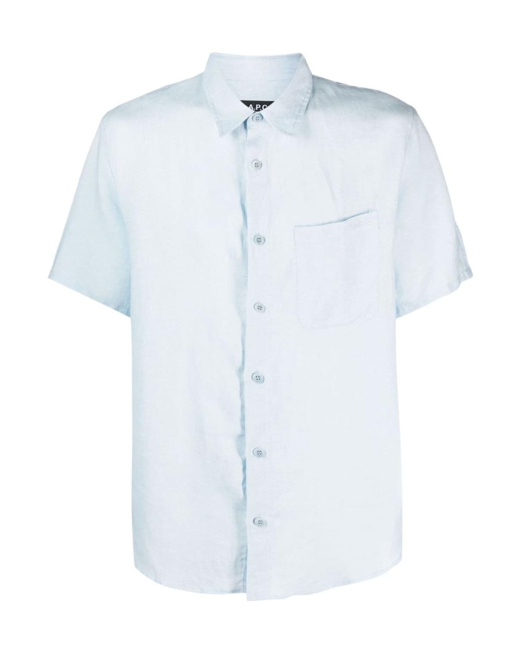 A.P.C. Blue Buttoned Short Sleeved Shirt for men