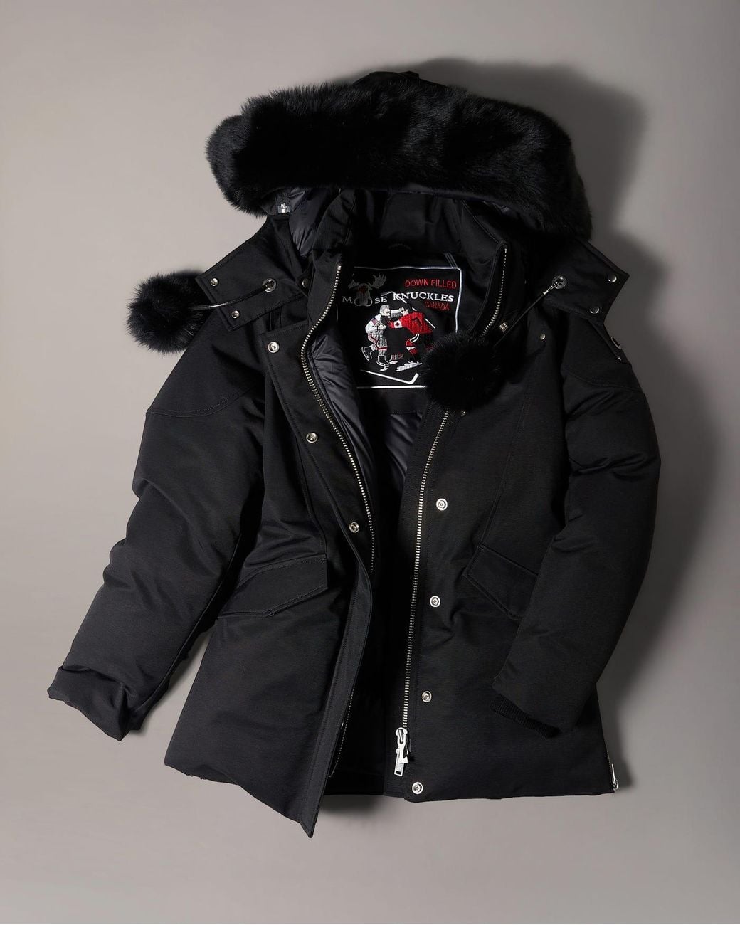 Moose Knuckles Black Original 3Q Down Jacket