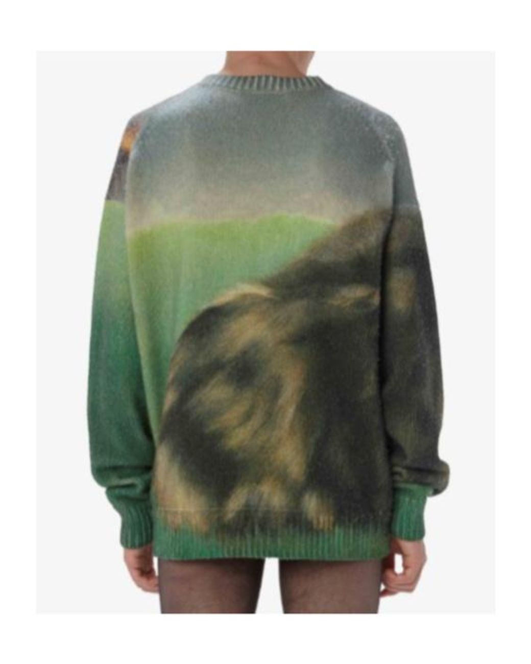 J.W. Anderson Green Jw Anderson Cat Printed Knitted Jumper for men