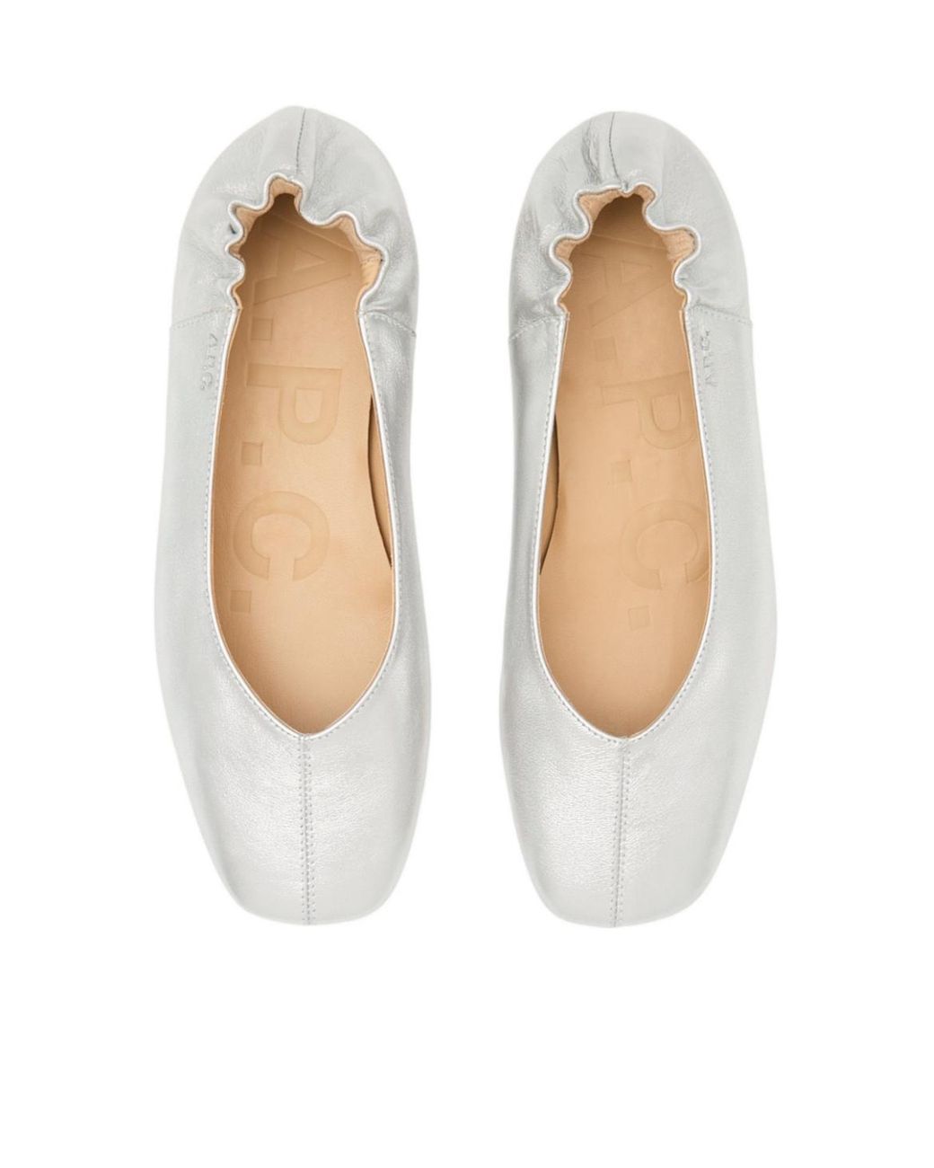 A.P.C. White Juliet Ruched Ballet Flats