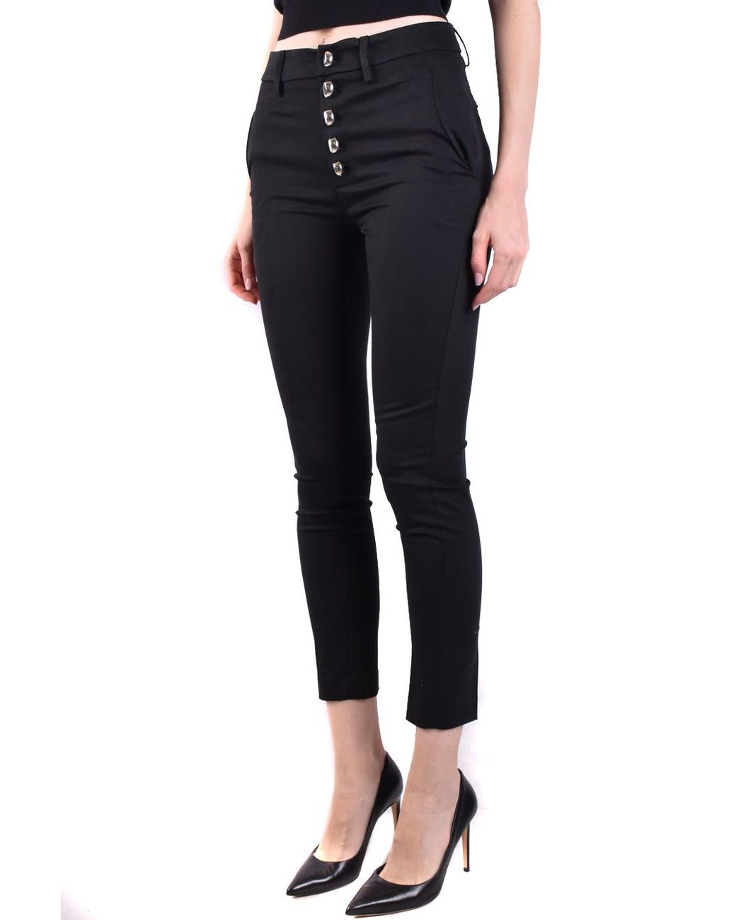 Dondup Black Side Pocket Button Casual Pants