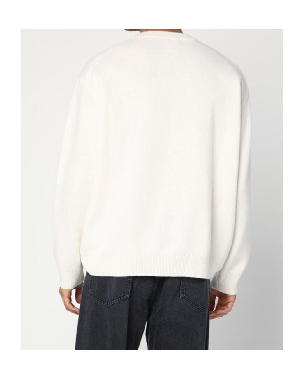 Roberto Collina White Crew Neck Knitted Sweater for men