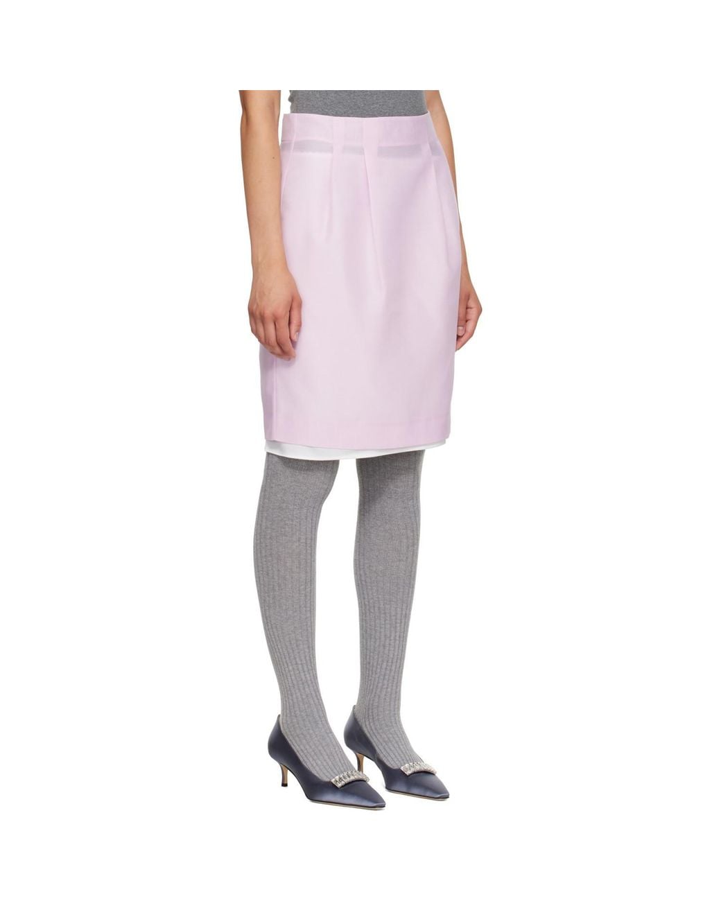 ShuShu/Tong Pink Straight-Cut Midi Skirt