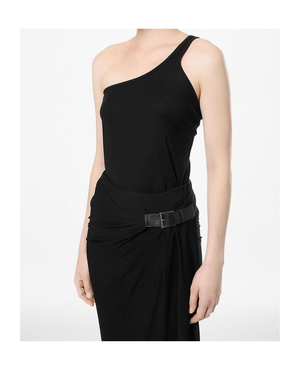 Tom Ford Black Silk-Blend One-Shoulder Tank Top